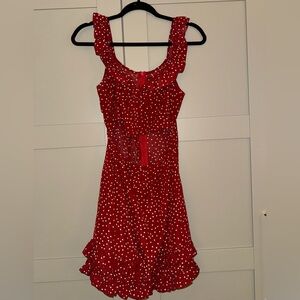 Nasty Gal Red and White Polka Dot Dress